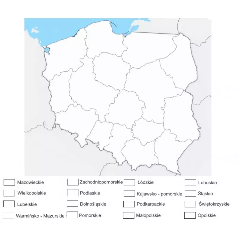 mapa Polski zmywalna mata- 130 X 100 CM - administracyjna do kolorowania