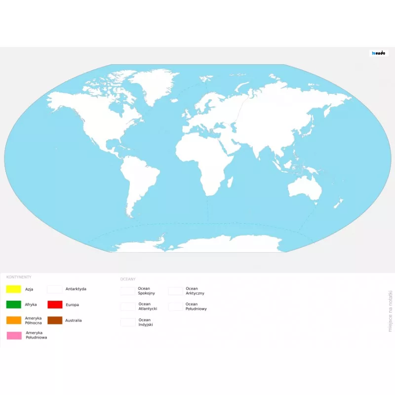 mapa świata mata zmywalna- kolorowanka 65x50cm
